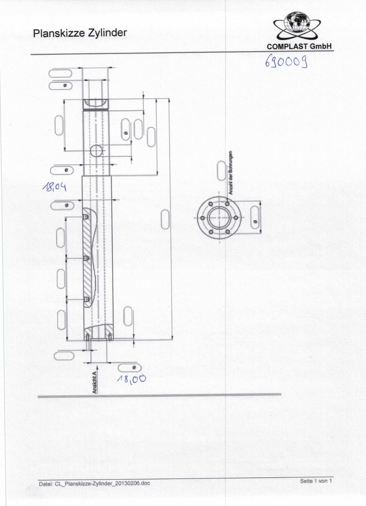 Ferromatik Milacron Plastifizierzylinder IU90, Ø 18 mm