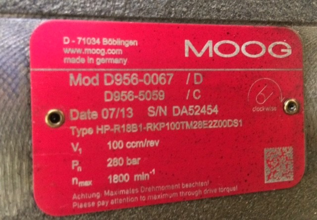 MOOG K-Tec 275 Doppelpumpe RKP-100+80EHV+ZP16 / 0514 906 223 / 0182476