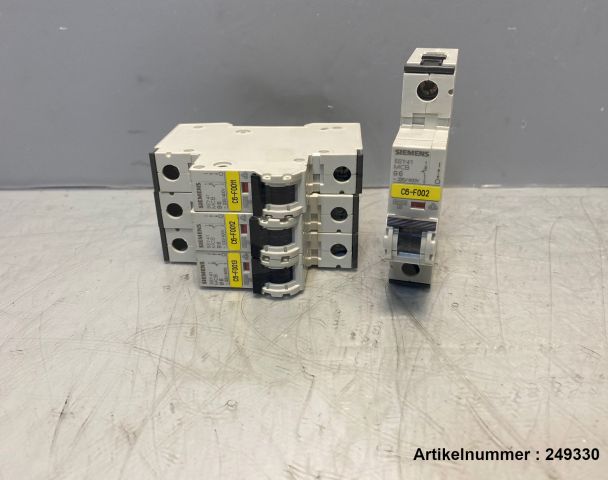 4x Siemens circuit breaker switch 5SY41, 230/400V, 10kA, 1-polig, B, 6A / 5SY4106-6 / 0612548