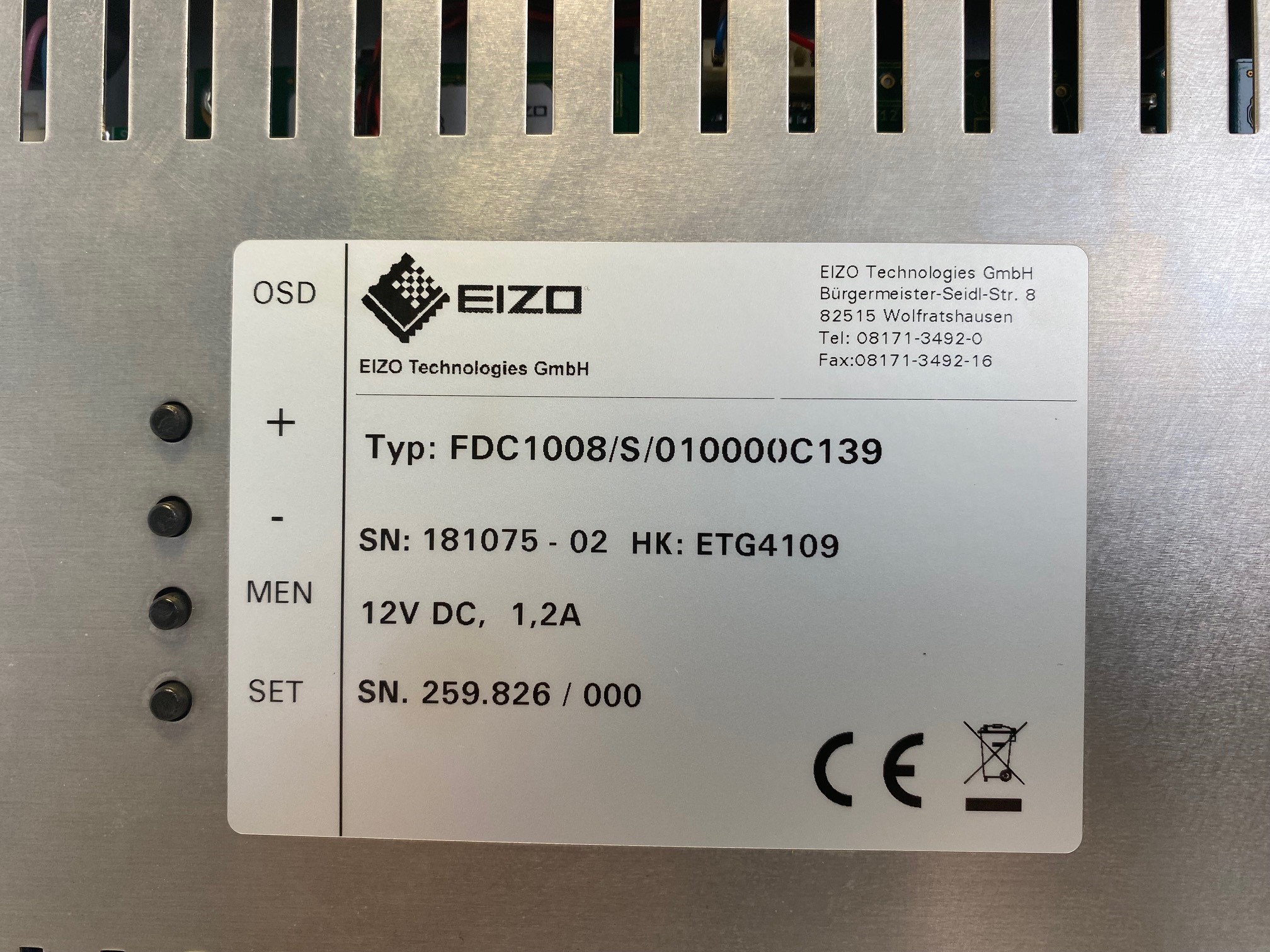 EIZO Monitorersatz Dialogica LCD FDC1008/S/01000C139 / 259.826 / ETG4109