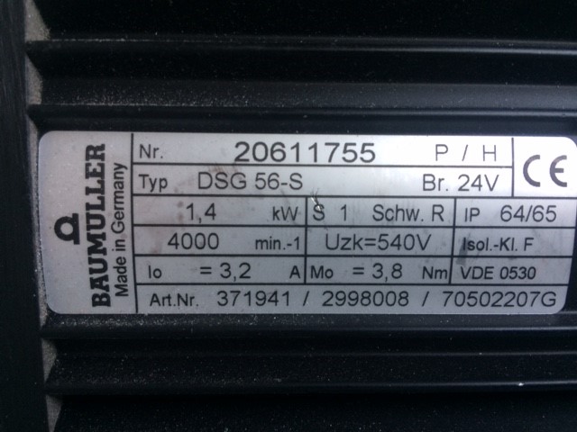 Baumüller AC-Servmotor DSG 56-S / 371941 / 2998008 / 70502207G