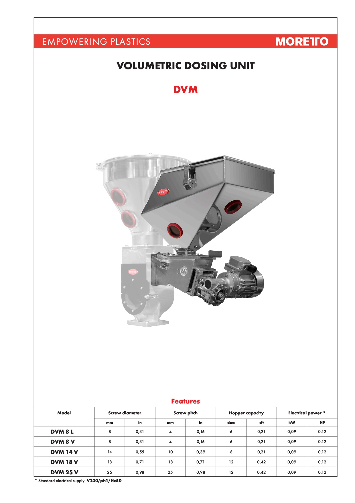 Moretto volumetrisches Dosiergerät (schnell) DVM8V