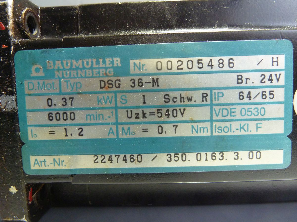 Baumüller Nürnberg AC-Motor, DSG 36-M / 00205486/H