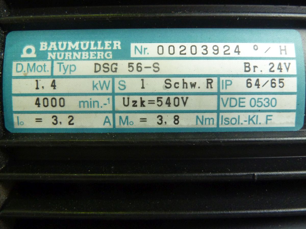 Baumüller Nürnberg Servomotor, DSG 56-S / 00203924/H