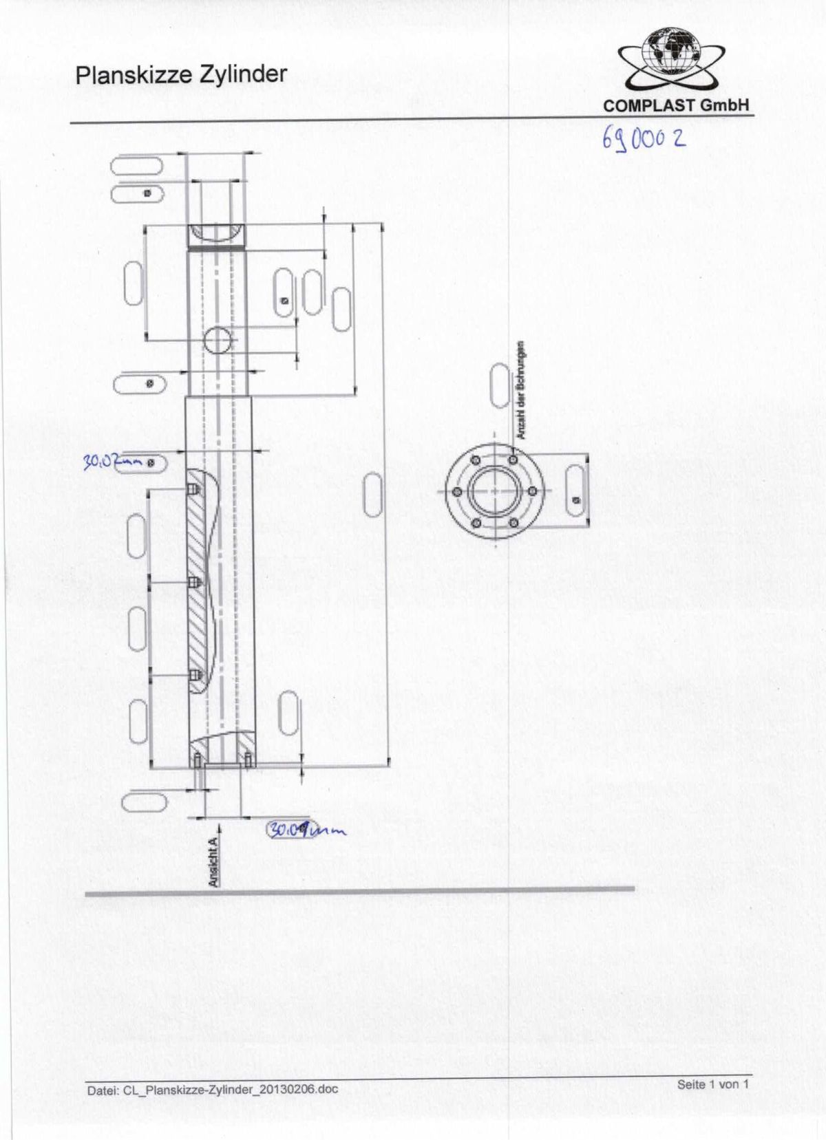 Ferromatik Milacron Plastifizierzylinder IU170, Ø 30 mm
