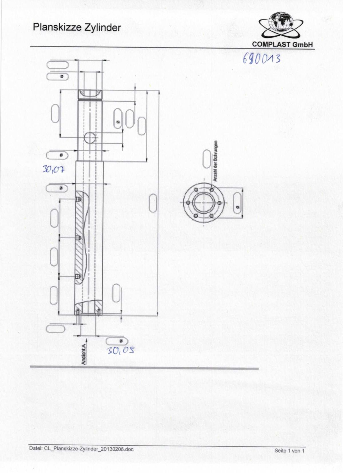 Ferromatik Milacron Plastifizierzylinder Vertikal IU170, Ø 30 mm