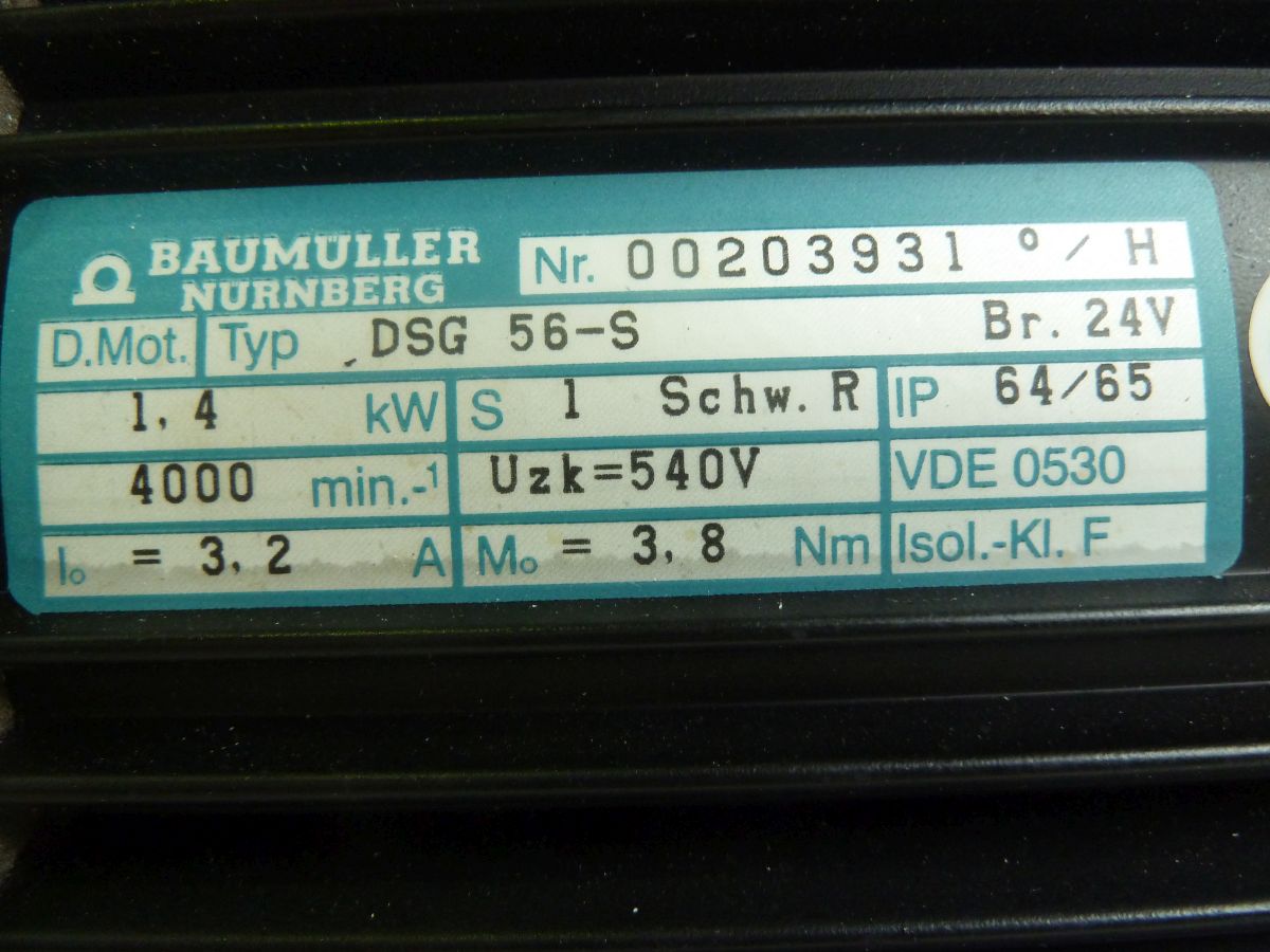 Baumüller Nürnberg Servomotor, DSG 56-S / 00203931/H